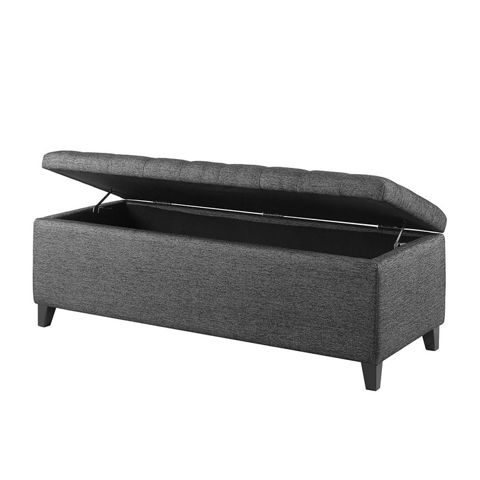 Shandra Charcoal Tufted Top Storage Bench