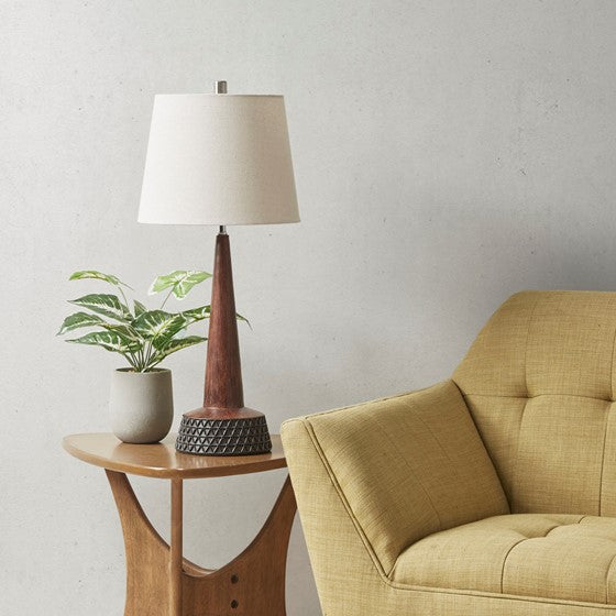 Whit Triangular Mid-Century Resin Table Lamp