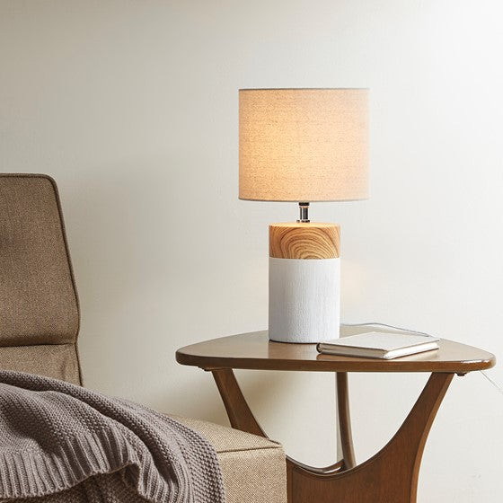 Nicolo Textured Ceramic Table Lamp (White)