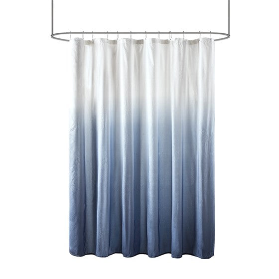 Ara Ombre Printed Seersucker Shower Curtain (Blue)