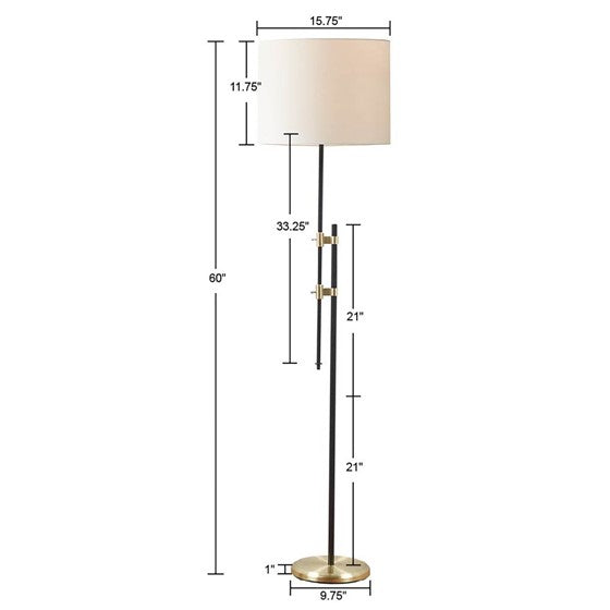 Ellsworth Asymmetrical Adjustable Height Metal Floor Lamp