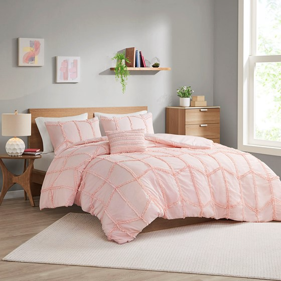 Jayla Ruffle Comforter Set (Pink)
