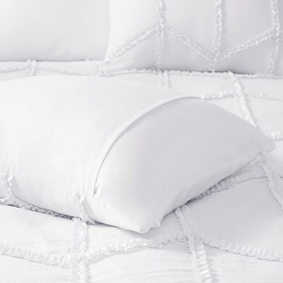 Jayla Ruffle Comforter Set (White)