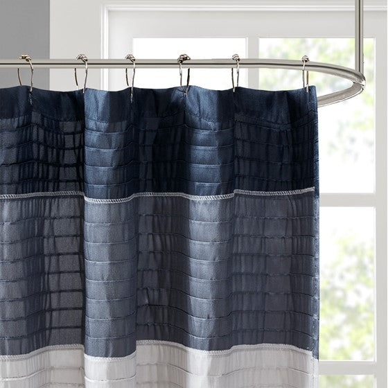 Amherst Faux Silk Shower Curtain (Navy)