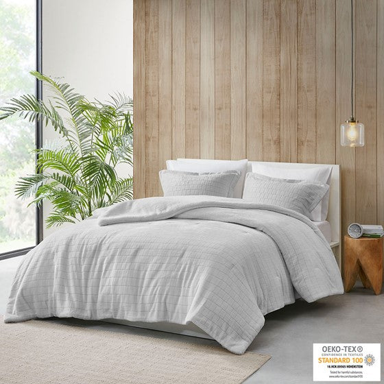 Laurie Plush to Sherpa Comforter Set (Grey)