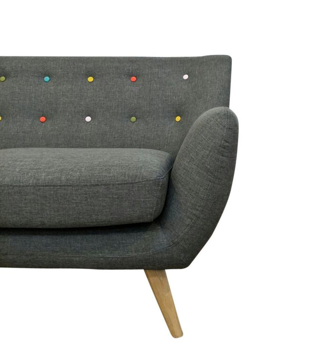 Ebba 2-Seater Sofa - Grey (with multicolor buttons)