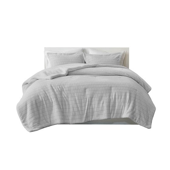 Laurie Plush to Sherpa Comforter Set (Grey)