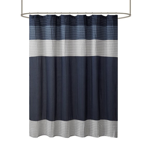 Amherst Faux Silk Shower Curtain (Navy)