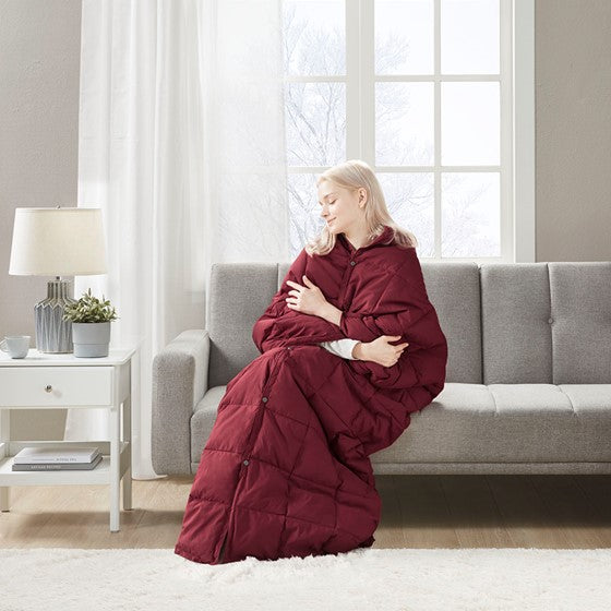 Hadly Goose Feather and Down Wearable Throw (Red)