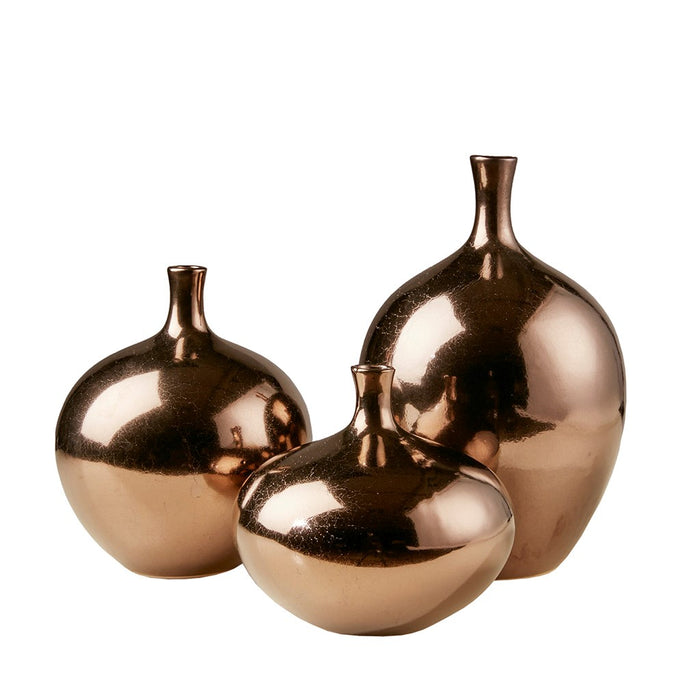 Ansen Metallic 3PC Bronze Vase Set