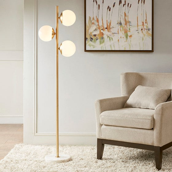 Holloway 3-Globe Light Floor Lamp with Marble Base