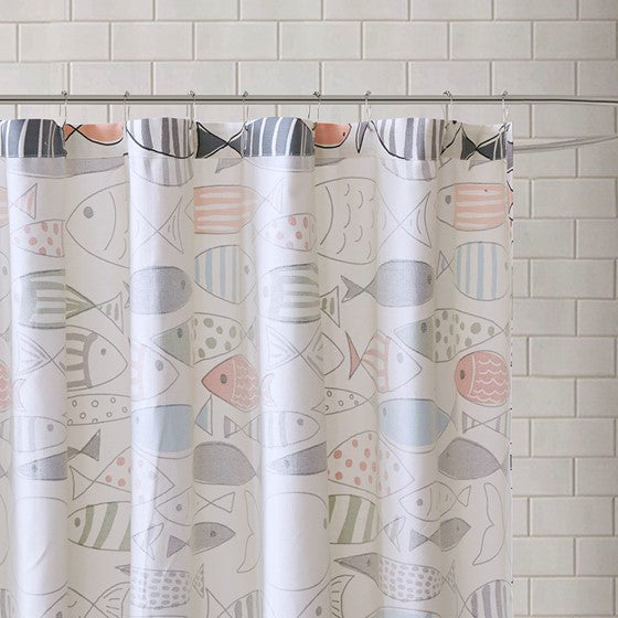 Sardinia Cotton Printed Shower Curtain