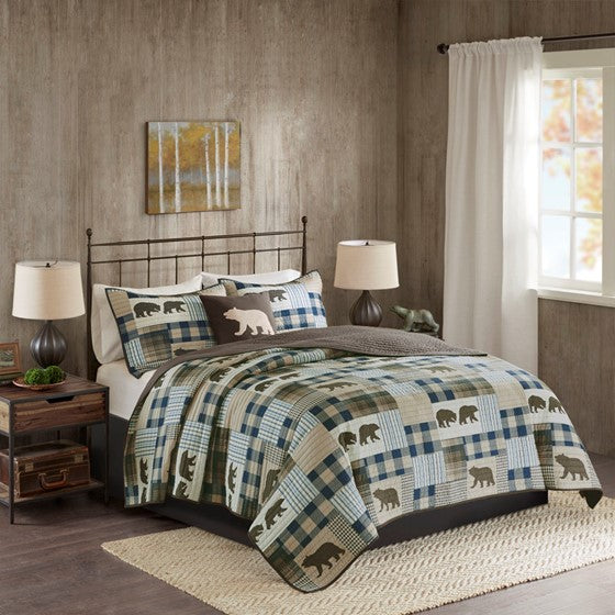 Twin Falls Bear Oversized 4 Piece Quilt Set