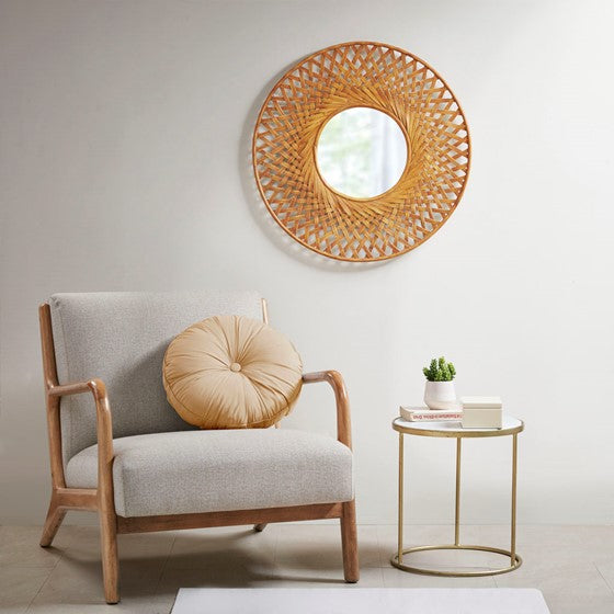 Reed Round Bamboo Wall Decor Mirror