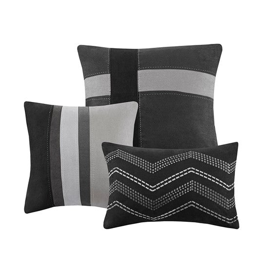 Palisades 7 Piece Faux Suede Comforter Set (Black)