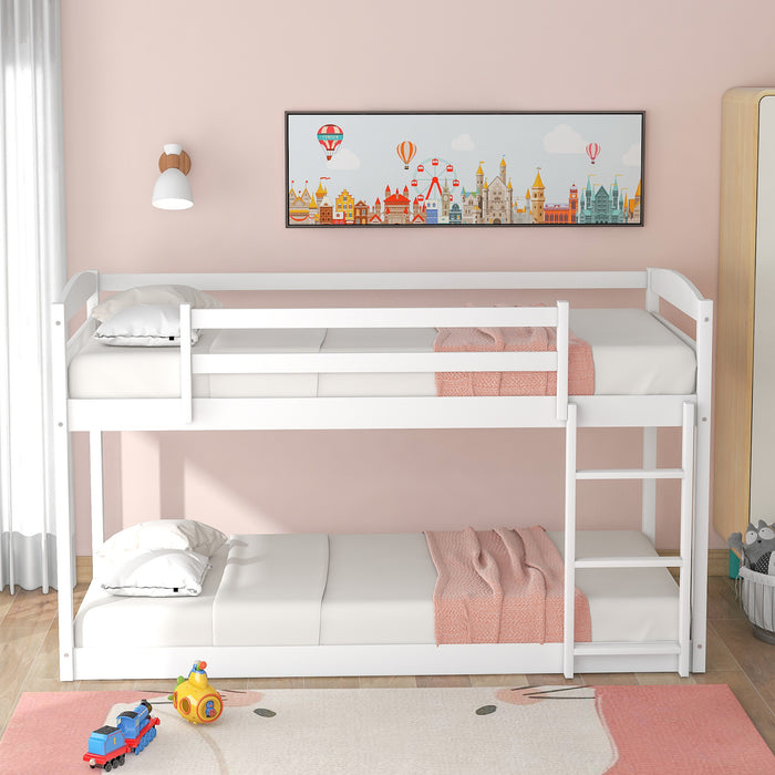 Twin over Twin Floor Bunk Bed with Ladder