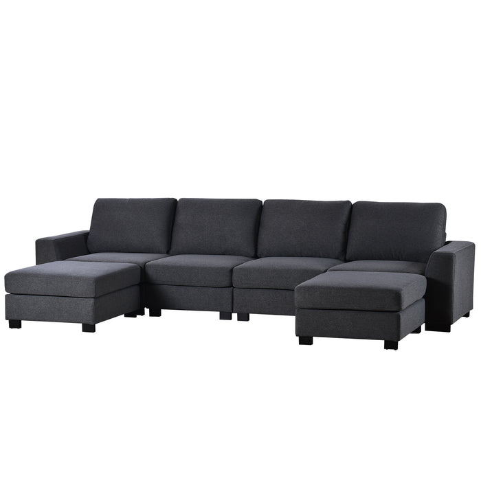 3 Pieces U shaped Sofa with Removable Ottomans