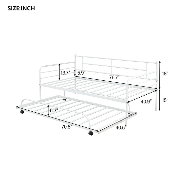 Jones Classic White Durable Metal Trundle Daybed