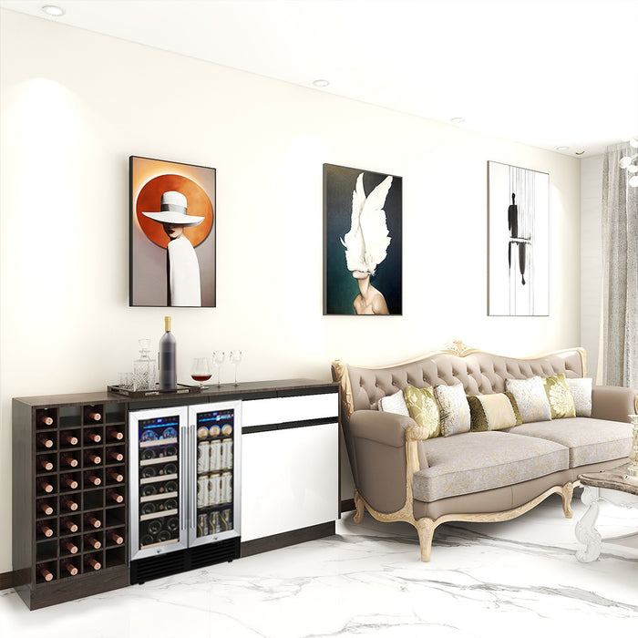 19 Bottle 57 Can Wine Cooler Refrigerator - Dual Zone Built-in