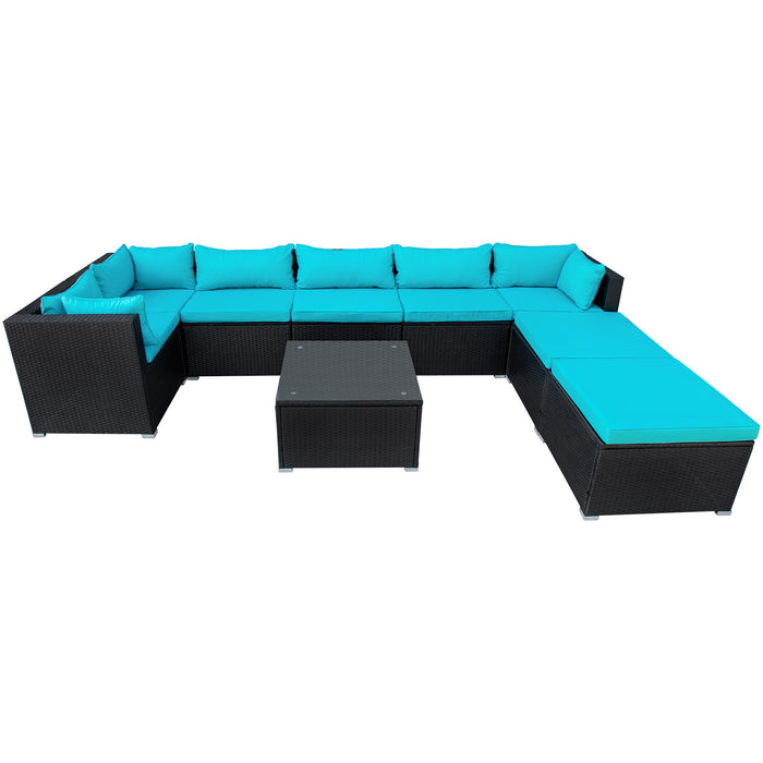 9-piece Outdoor Patio PE Wicker Rattan conversation Sectional Sofa sets