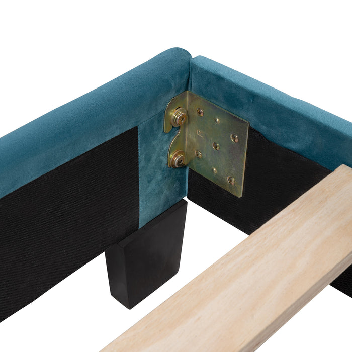 New Space Queen Size Velvet Upholstered Platform Bed