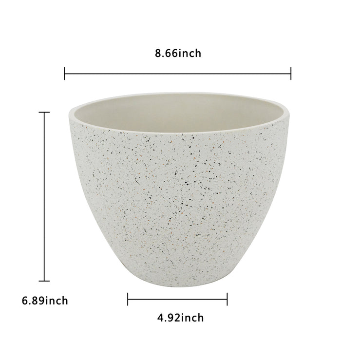 2 Pcs 9" Round Plant Pots, Flower Pots with Drainage Holes, White