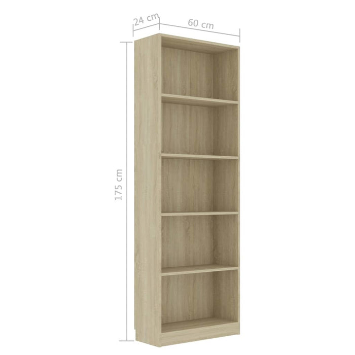 5-Tier Book Cabinet Sonoma Oak 23.6"x9.4"x68.9" Chipboard