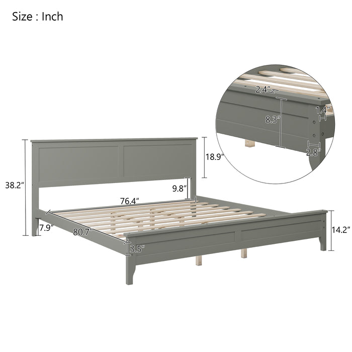 Modern Solid Wood King Platform Bed