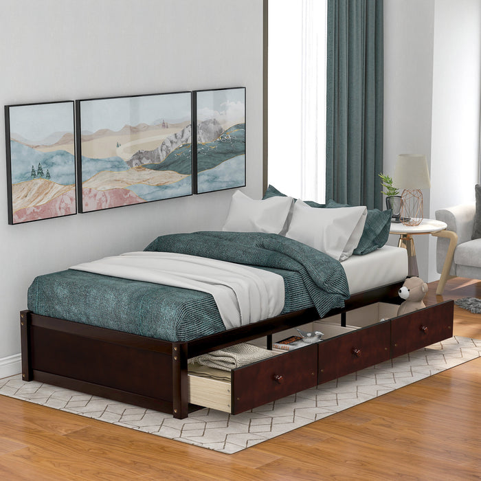 Oris Fur. Twin Size Platform Storage Bed with 3 Drawers RT