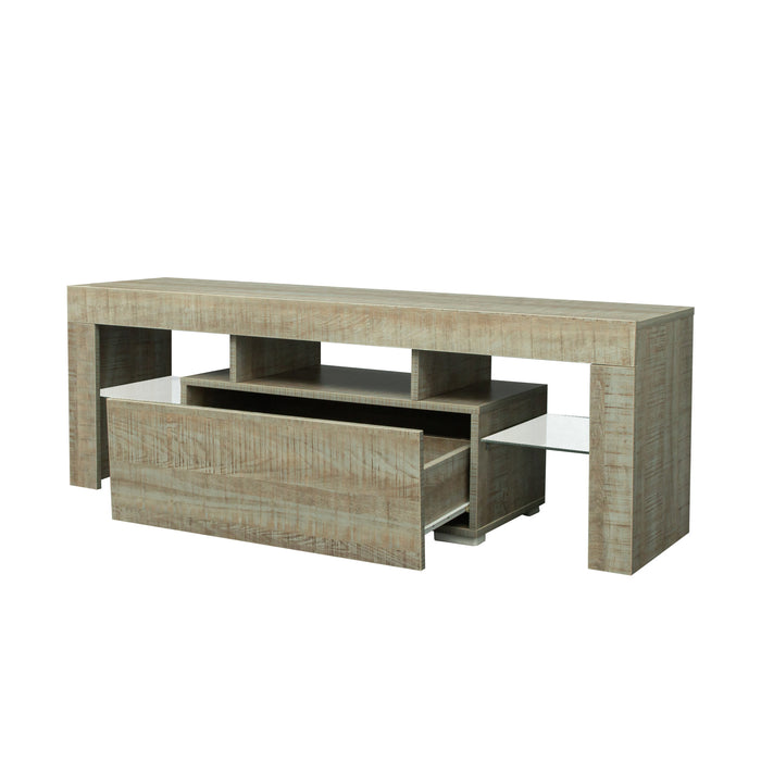 TV Stand with LED RGB Lights,Flat Screen TV Cabinet, Gaming Consoles - in Lounge Room, Living Room and Bedroom, GREY OAK