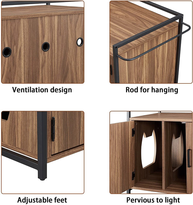 GOOD & GRACIOUS Hidden Cat Litter Box Furniture with Ventilation and Bench Seat