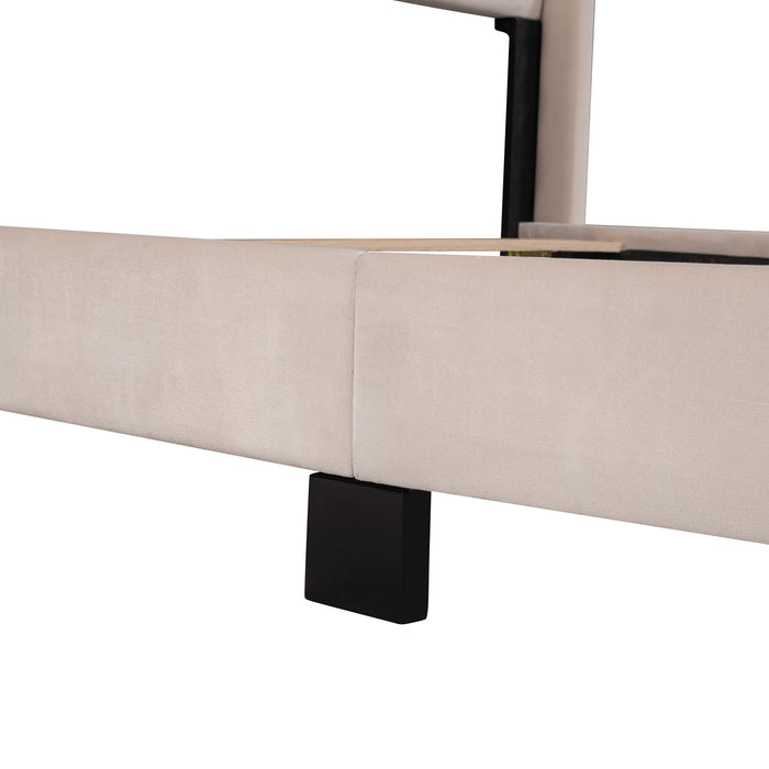 New Space Queen Size Velvet Upholstered Platform Bed
