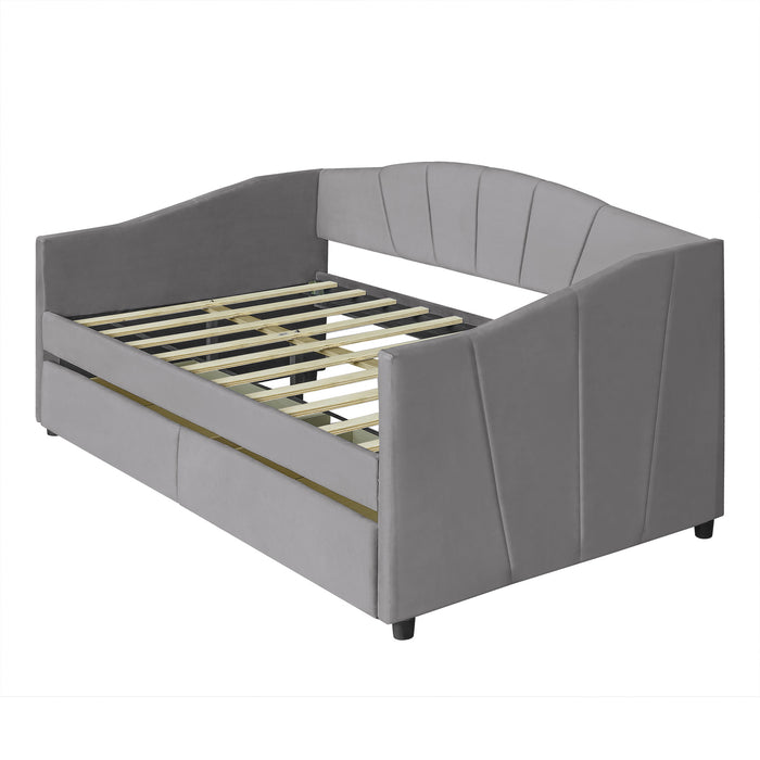 New Space Upholstered daybed Twin Size with Two Drawers and Wood Slat Suppot