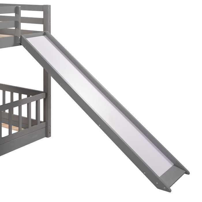 Twin Over Twin Bunk Bed with Slide and Ladder