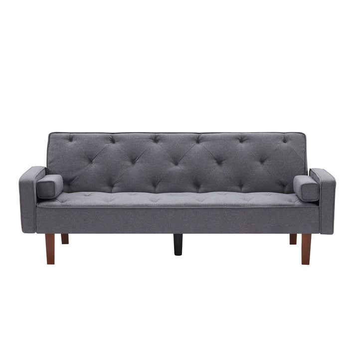 Grey sofa bed with square pillow