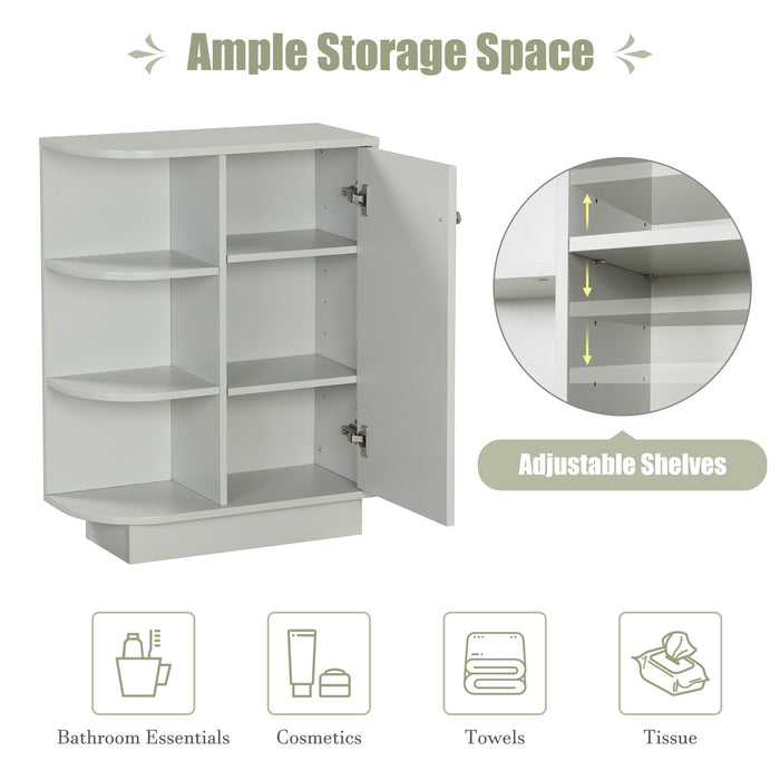 Open Style Shelf Cabinet with Adjustable Plates Ample Storage Space Easy to Assemble, Gray