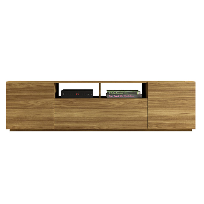 DunaWest 70.86 Inch Wooden TV Stand with 2 Doors and 1 Drawer, Natural Brown