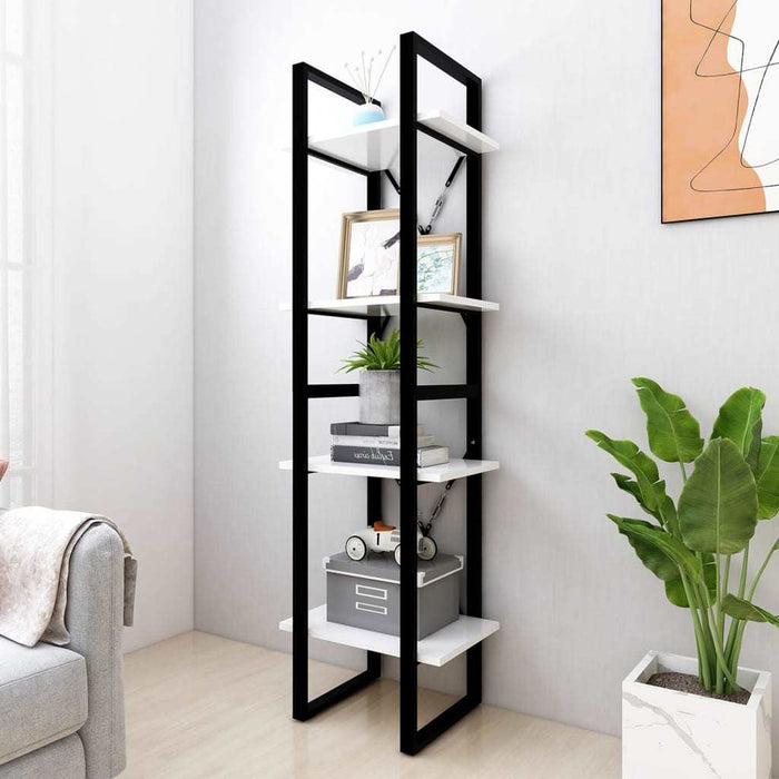4-Tier Book Cabinet White 15.7"x11.8"x55.1" Chipboard