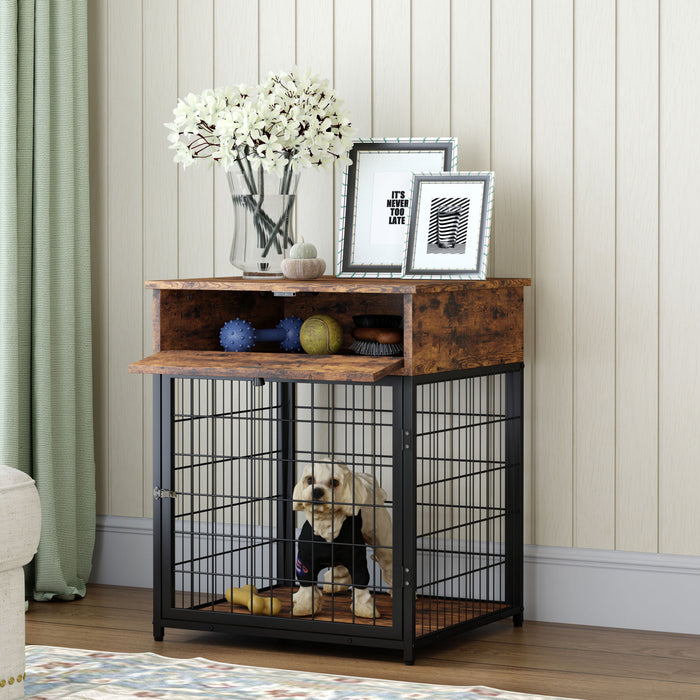 Classic Wooden Dog Kennel Dog Crate End Table