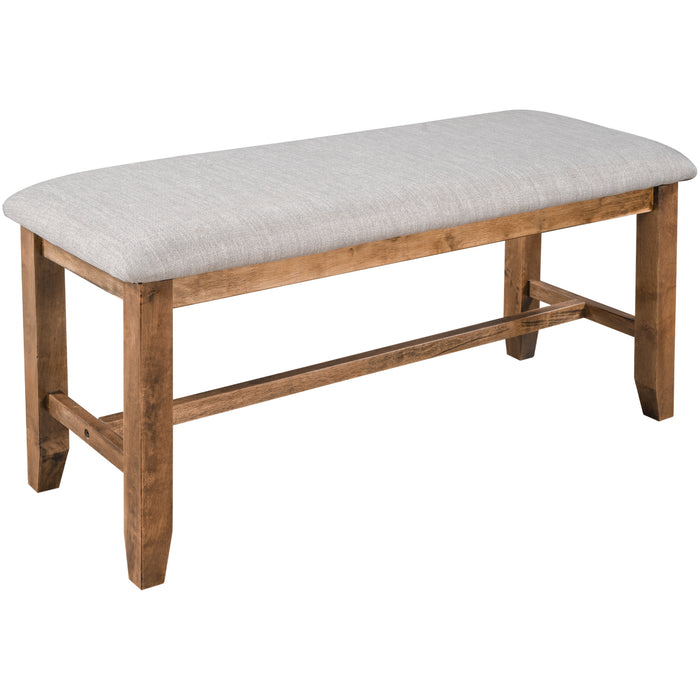 6-Piece Kitchen Dining Table Set Wooden Rectangular Dining Table, 4 Fabric Chairs and Bench Family Furniture