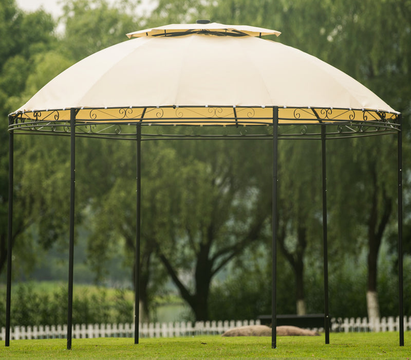 Home Crafts Khaki Outdoor Round Top Steel Gazebo