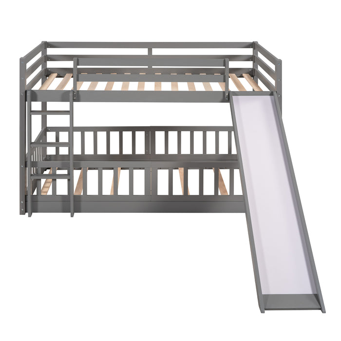 Twin Over Twin Bunk Bed with Slide and Ladder