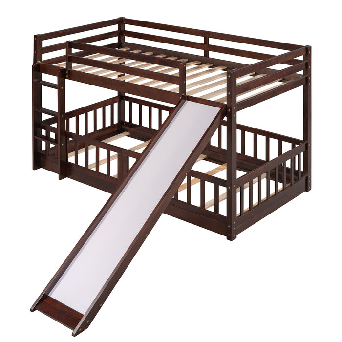 Twin Over Twin Bunk Bed with Slide and Ladder