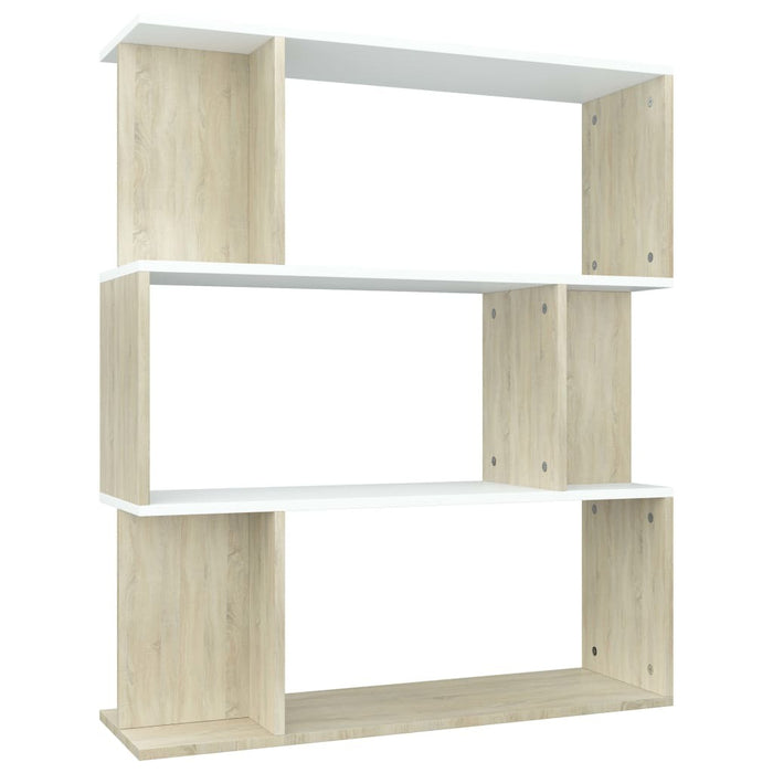 Book Cabinet/Room Divider White and Sonoma Oak 31.5"x9.4"x37.8"