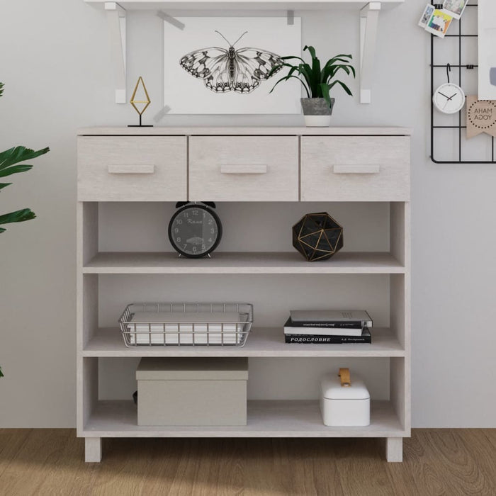 Toplan Console Table White 35.4"x13.8"x35.4" Solid Wood Pine