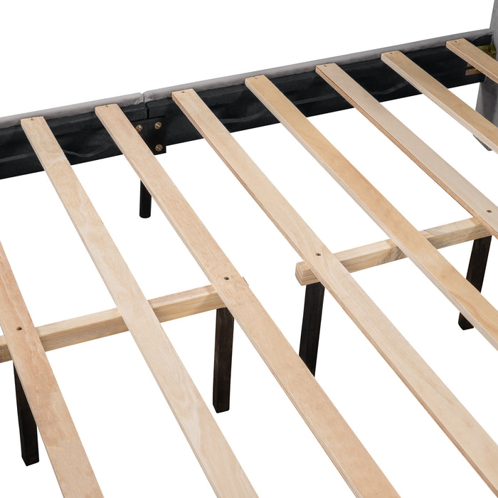 New Space Queen Size Storage Bed Upholstered Platform Bed with a Cushioned Ottoman