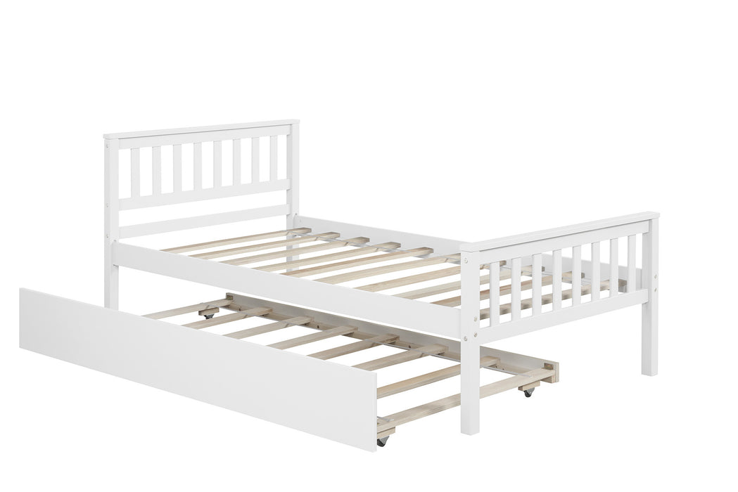 Twin Bed with trundle,White
