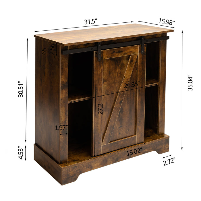Buffet & Sideboard with Sliding Barn Door Multi-functional Storage Cabinet For Farmhouse