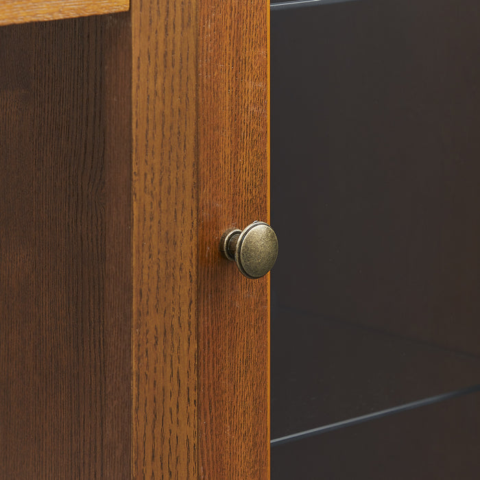 Modern Electric Fireplace TV Stand Fit up to 55" Flat Screen TV with Storage Cabinet Adjustable Tempered Glass Shelves Wood Veneer Tall Entertainment Center for Living Room, Espresso