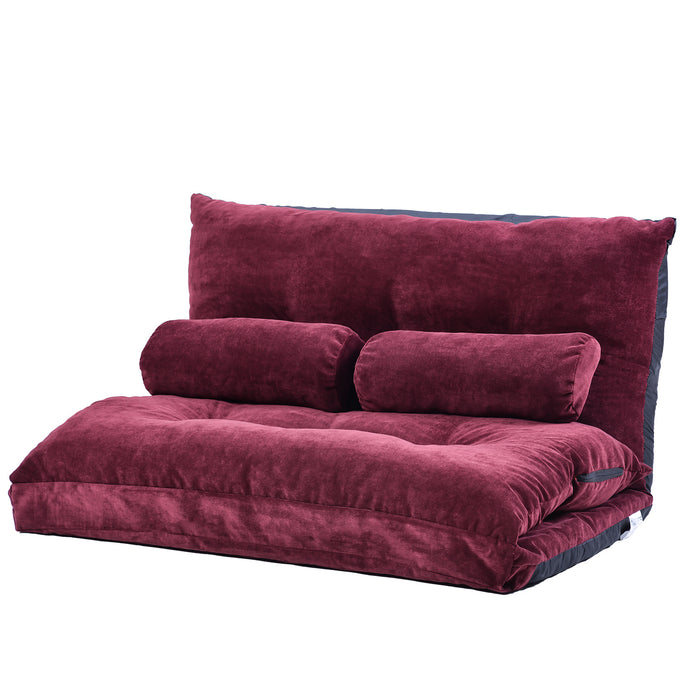 Orisfur. Sofa Bed Adjustable Folding Futon Sofa Video Gaming Sofa Lounge Sofa with Two Pillows RT